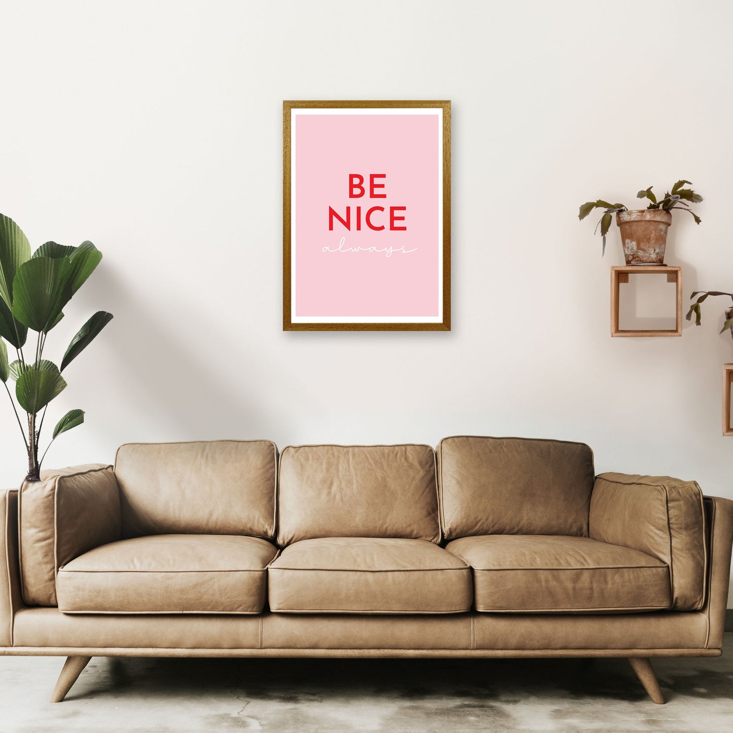 Avelena | Be Nice Pink Kunstdruck von Pixy Paper
