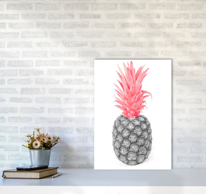 Avelena | Schwarz und rosa Ananas abstrakt modernes Druck, gerahmte Küchen Wandkunst