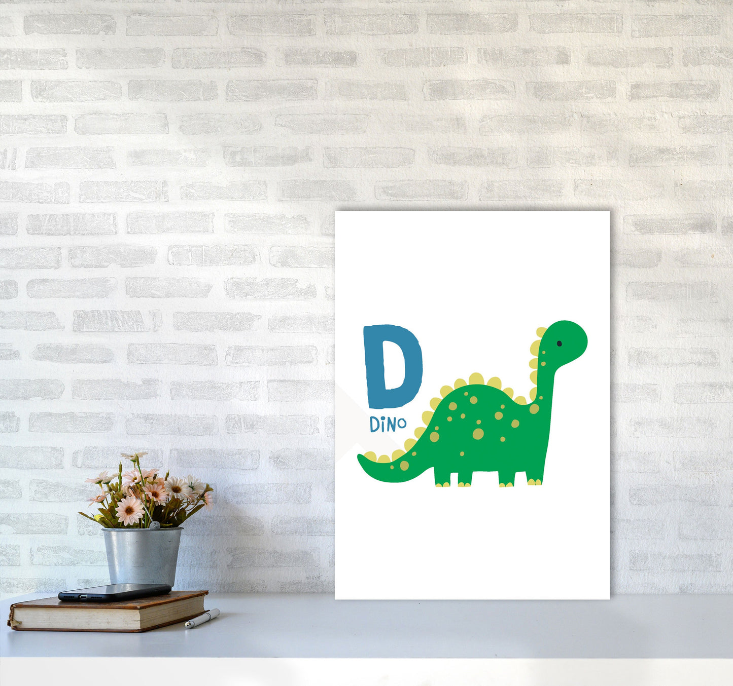 Avelena | Alphabet Tiere, D Steht Für Dino Gerahmte Kinderzimmer Wandkunst Druck