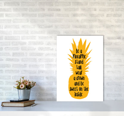 Avelena | Sei eine Ananas Gelber Rahmen Typografie Wandkunst Druck
