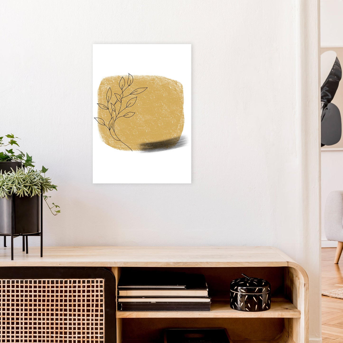 Avelena | Dalia Krit Gold Blumen Quadrat Kunstdruck Von Pixy Paper
