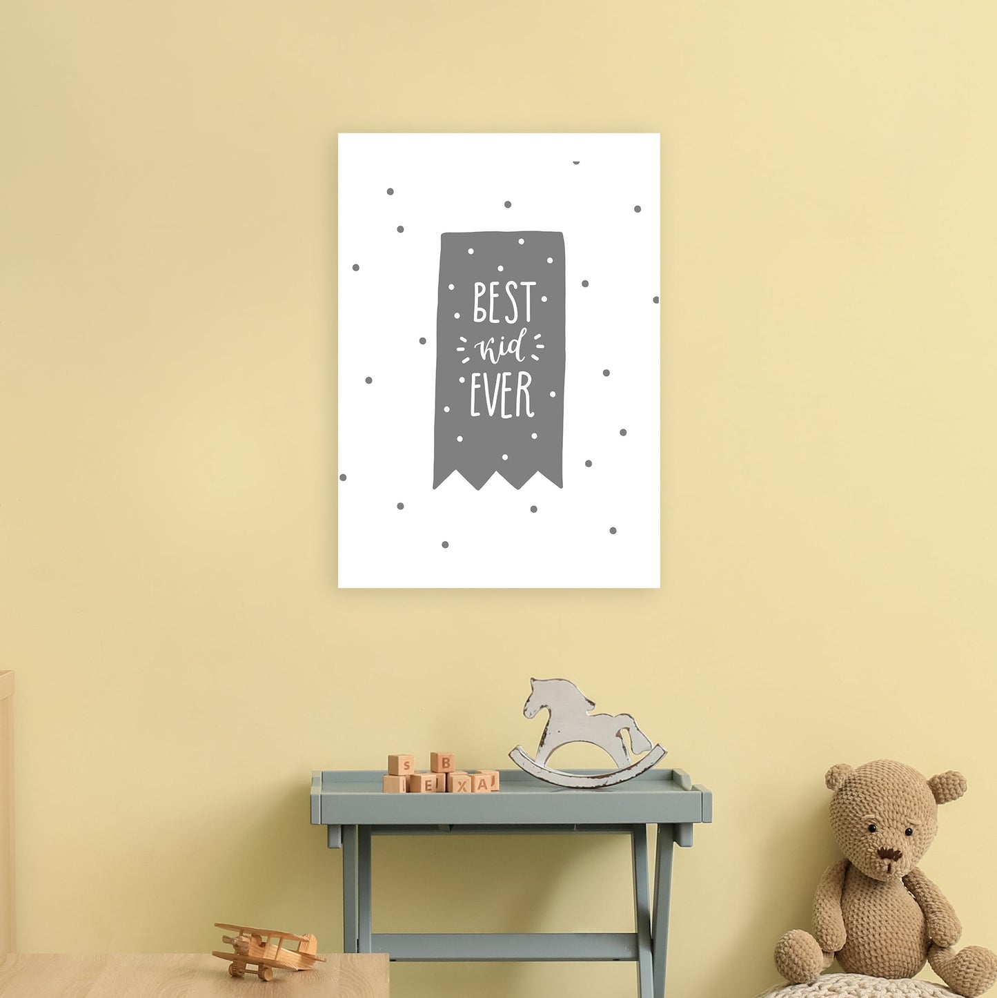 Avelena | Best Kid Ever Grau Super Scandi Kunstdruck von Pixy Paper
