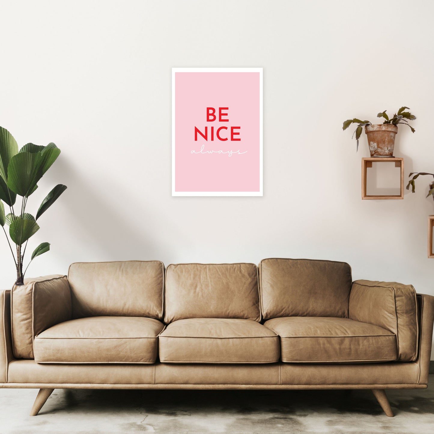 Avelena | Be Nice Pink Kunstdruck von Pixy Paper