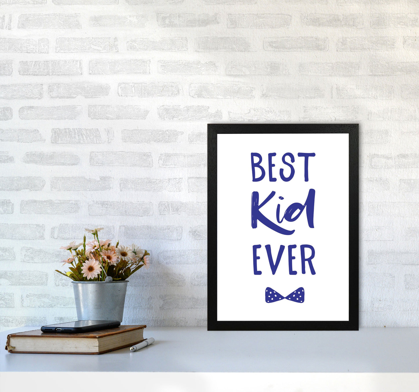 Avelena | Best Kid Ever Navy Rahmen Kinderzimmer Wandkunst Druck