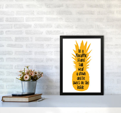 Avelena | Sei eine Ananas Gelber Rahmen Typografie Wandkunst Druck