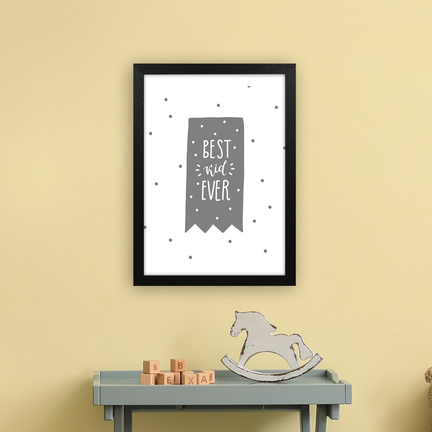 Avelena | Best Kid Ever Grau Super Scandi Kunstdruck von Pixy Paper