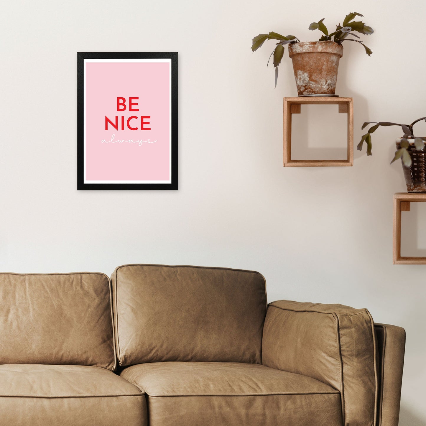 Avelena | Be Nice Pink Kunstdruck von Pixy Paper
