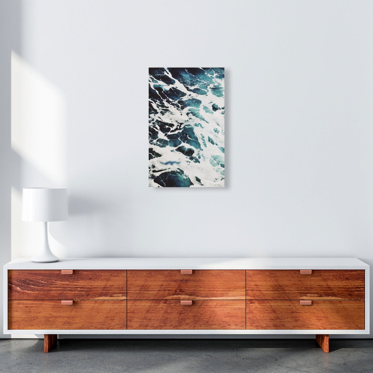 Avelena | Blau Weiß Wasser Moderne Druck, Rahmen Botanische & Natur Kunst Druck