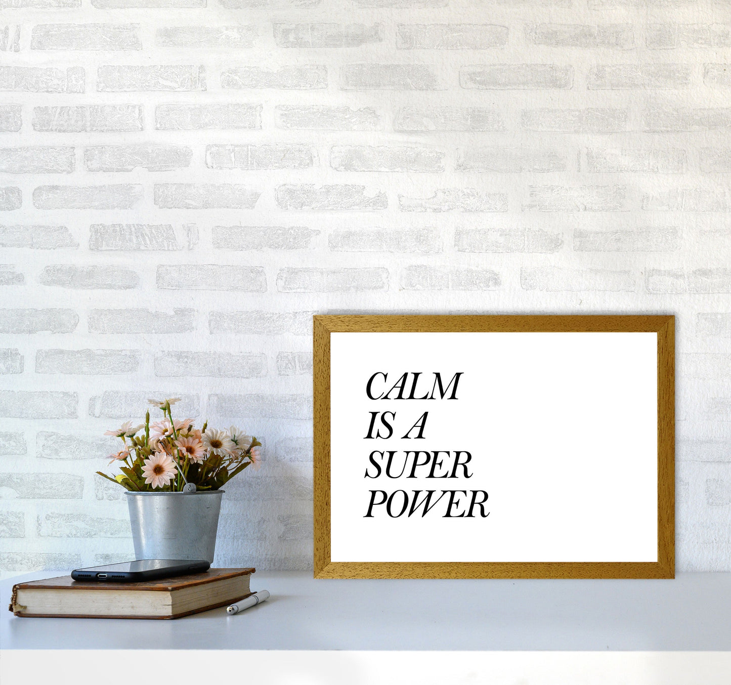 Avelena | Calm Is A Superpower Rahmen Typografie Wandkunstdruck