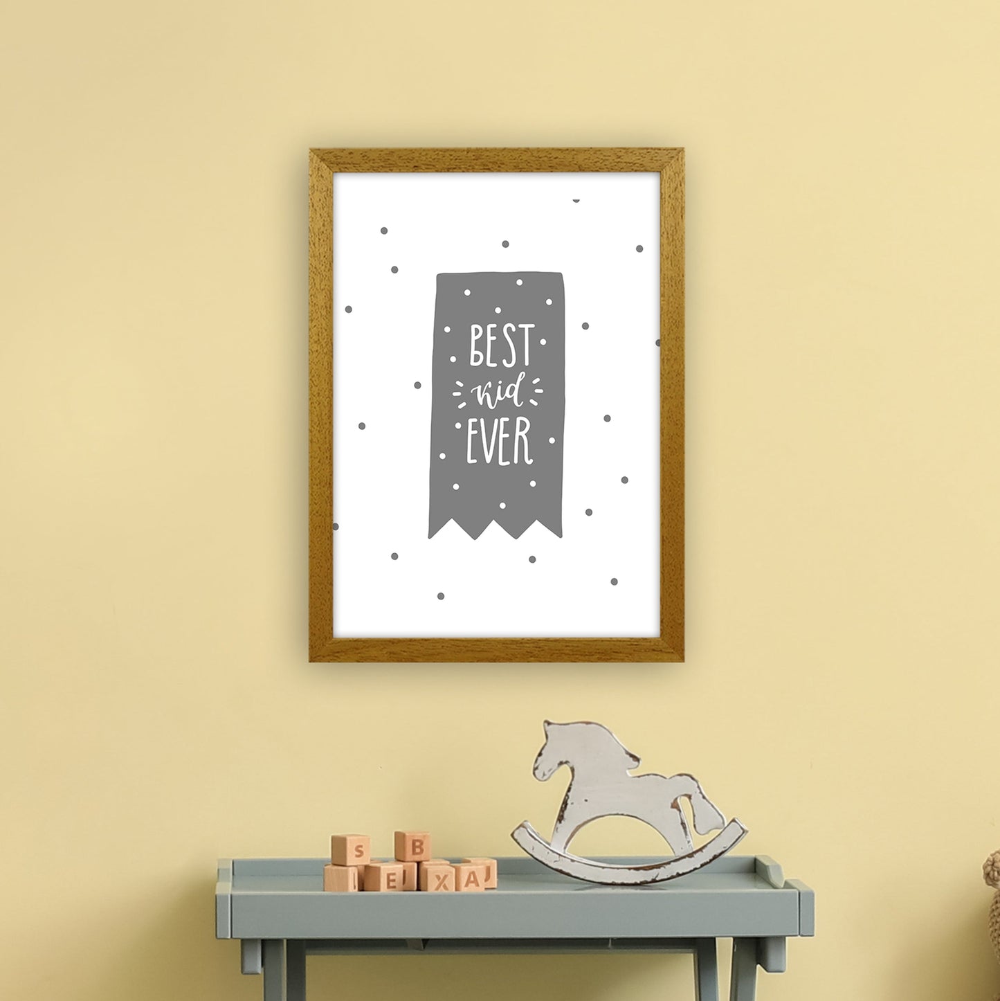 Avelena | Best Kid Ever Grau Super Scandi Kunstdruck von Pixy Paper
