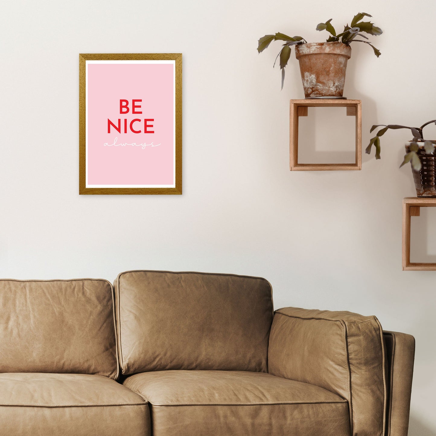 Avelena | Be Nice Pink Kunstdruck von Pixy Paper