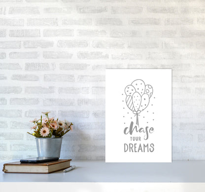 Avelena | Chase Your Dreams Grauer Rahmen Kinderzimmer Wandkunst Druck
