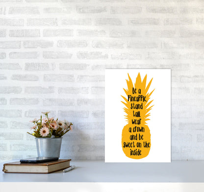 Avelena | Sei eine Ananas Gelber Rahmen Typografie Wandkunst Druck