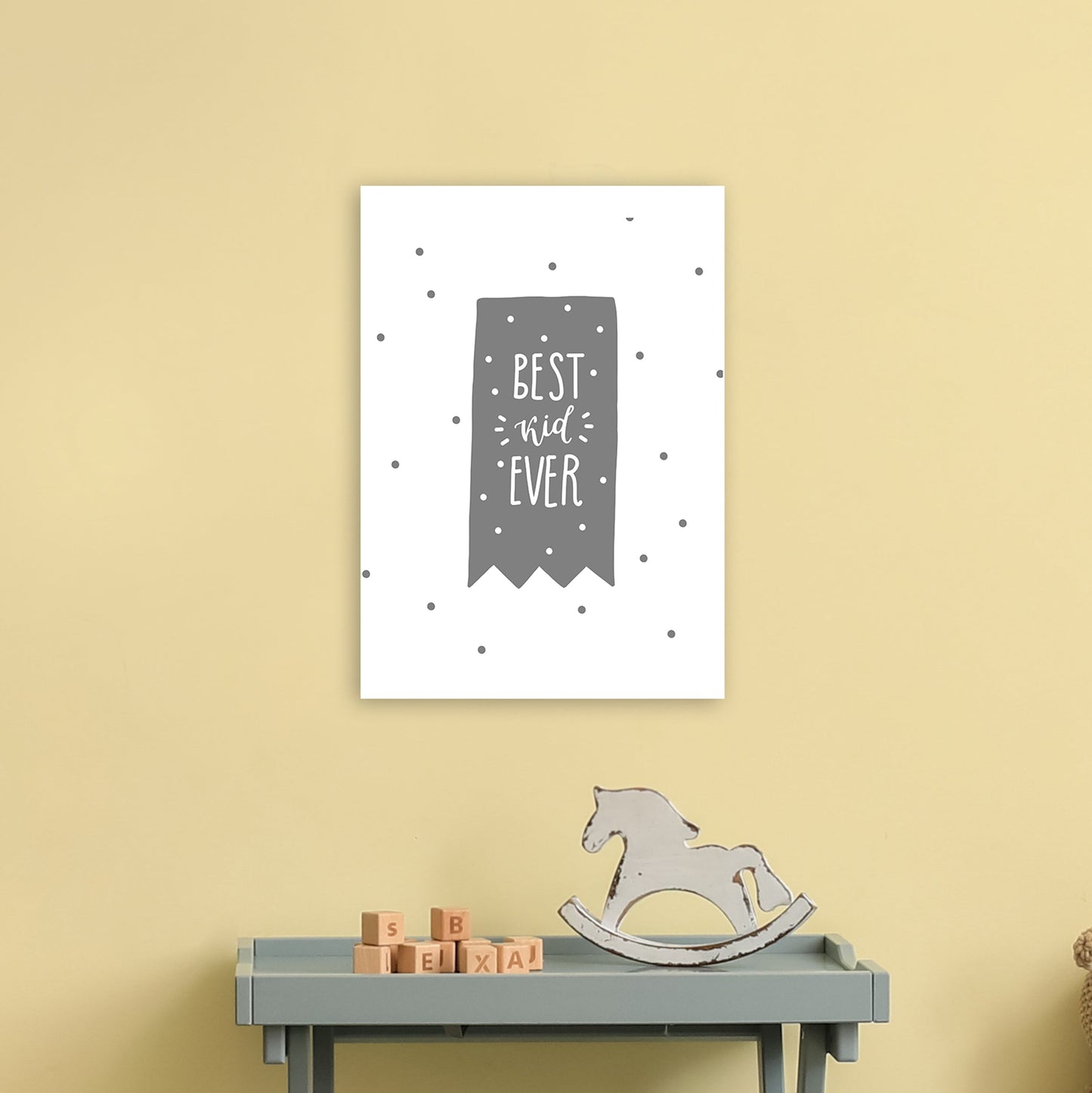 Avelena | Best Kid Ever Grau Super Scandi Kunstdruck von Pixy Paper