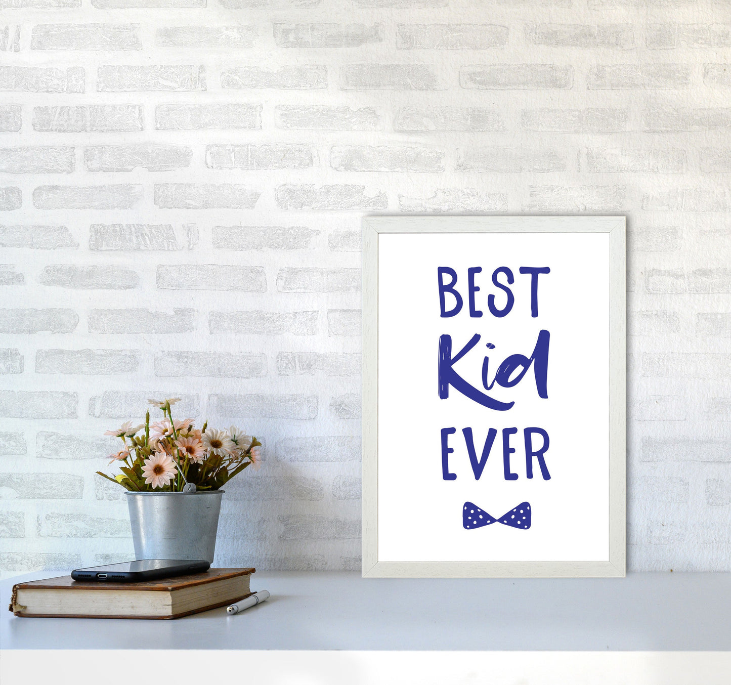 Avelena | Best Kid Ever Navy Rahmen Kinderzimmer Wandkunst Druck