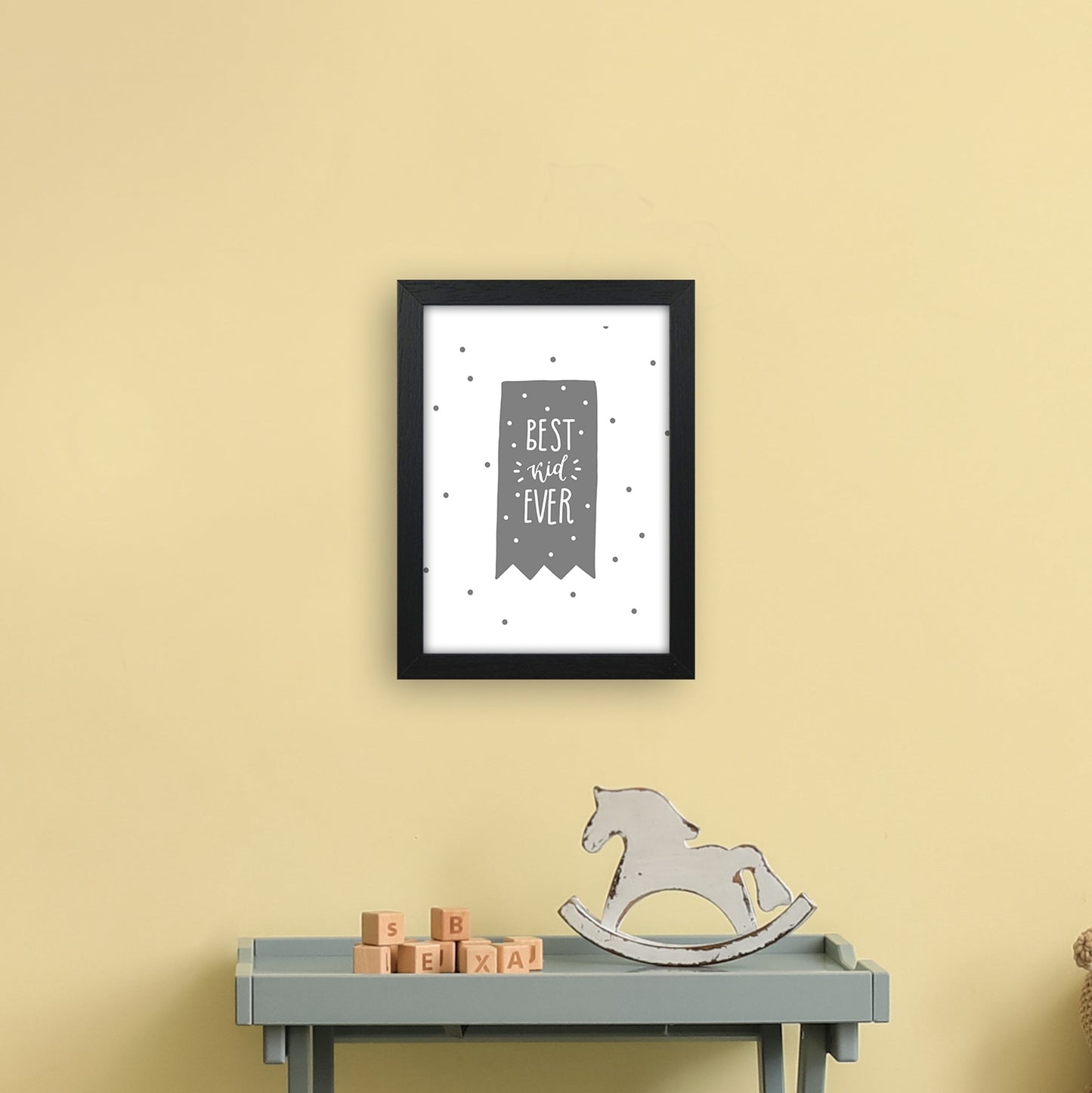 Avelena | Best Kid Ever Grau Super Scandi Kunstdruck von Pixy Paper