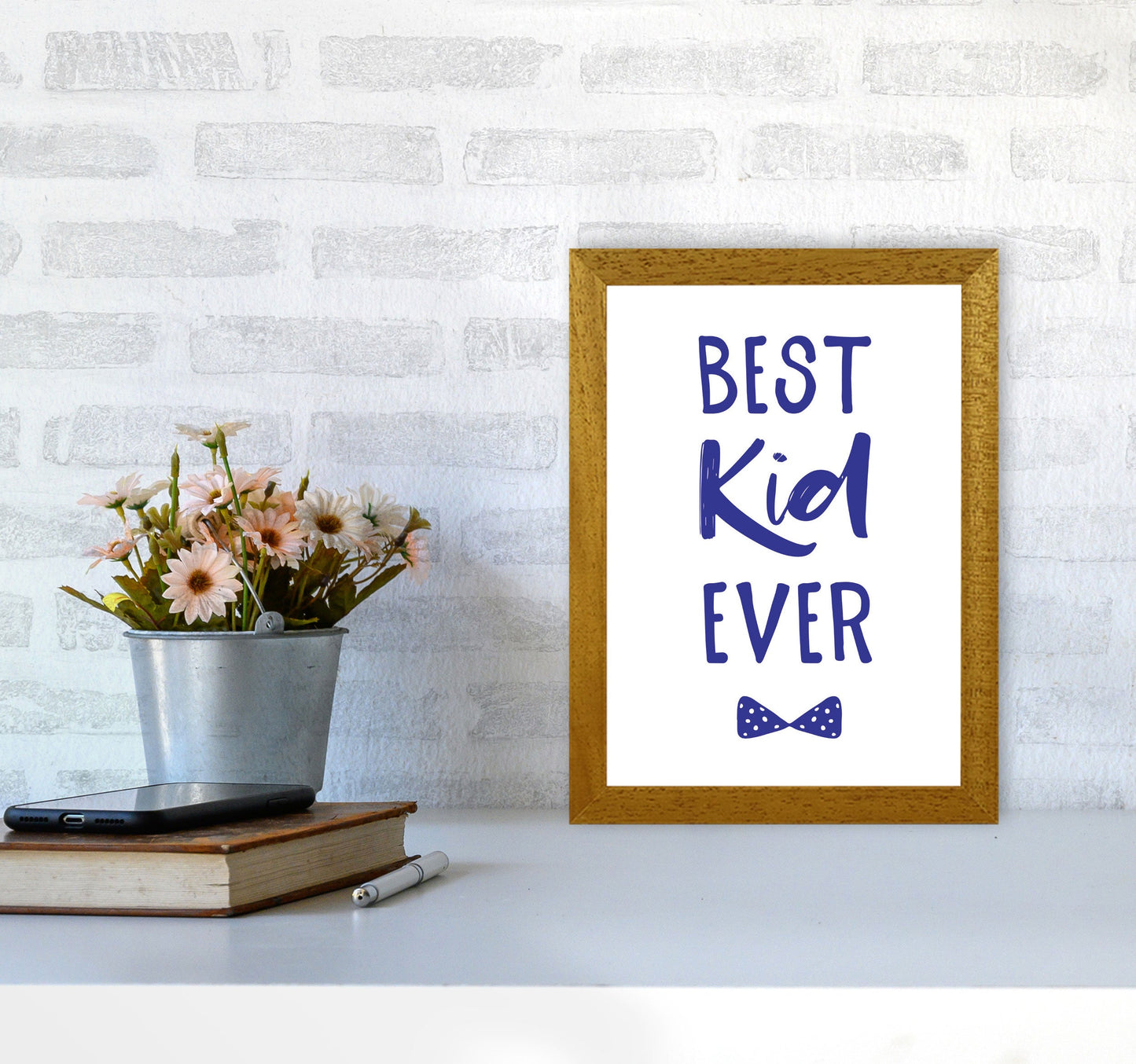 Avelena | Best Kid Ever Navy Rahmen Kinderzimmer Wandkunst Druck