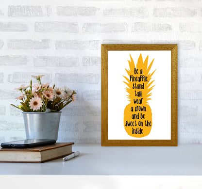 Avelena | Sei eine Ananas Gelber Rahmen Typografie Wandkunst Druck