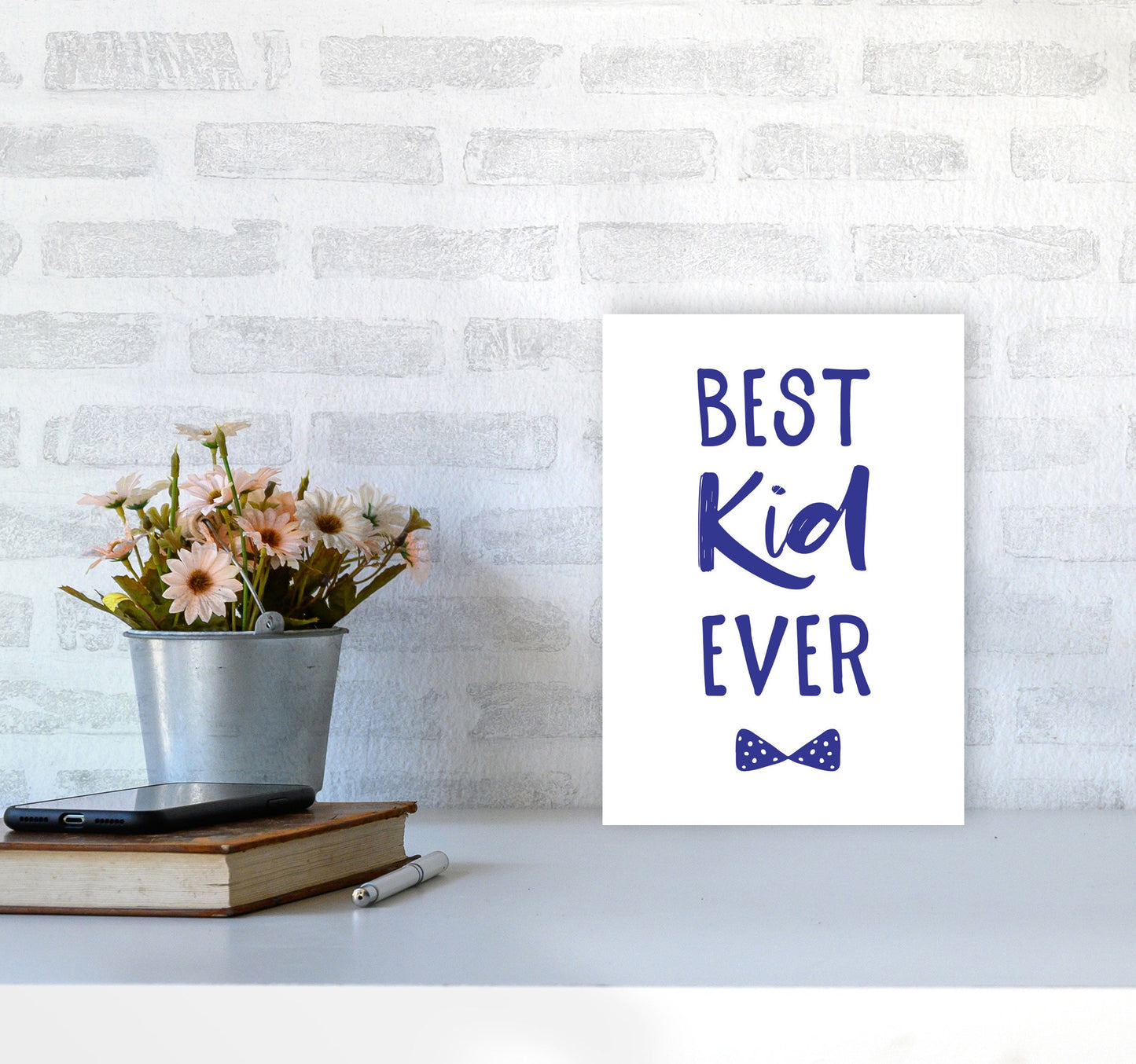 Avelena | Best Kid Ever Navy Rahmen Kinderzimmer Wandkunst Druck