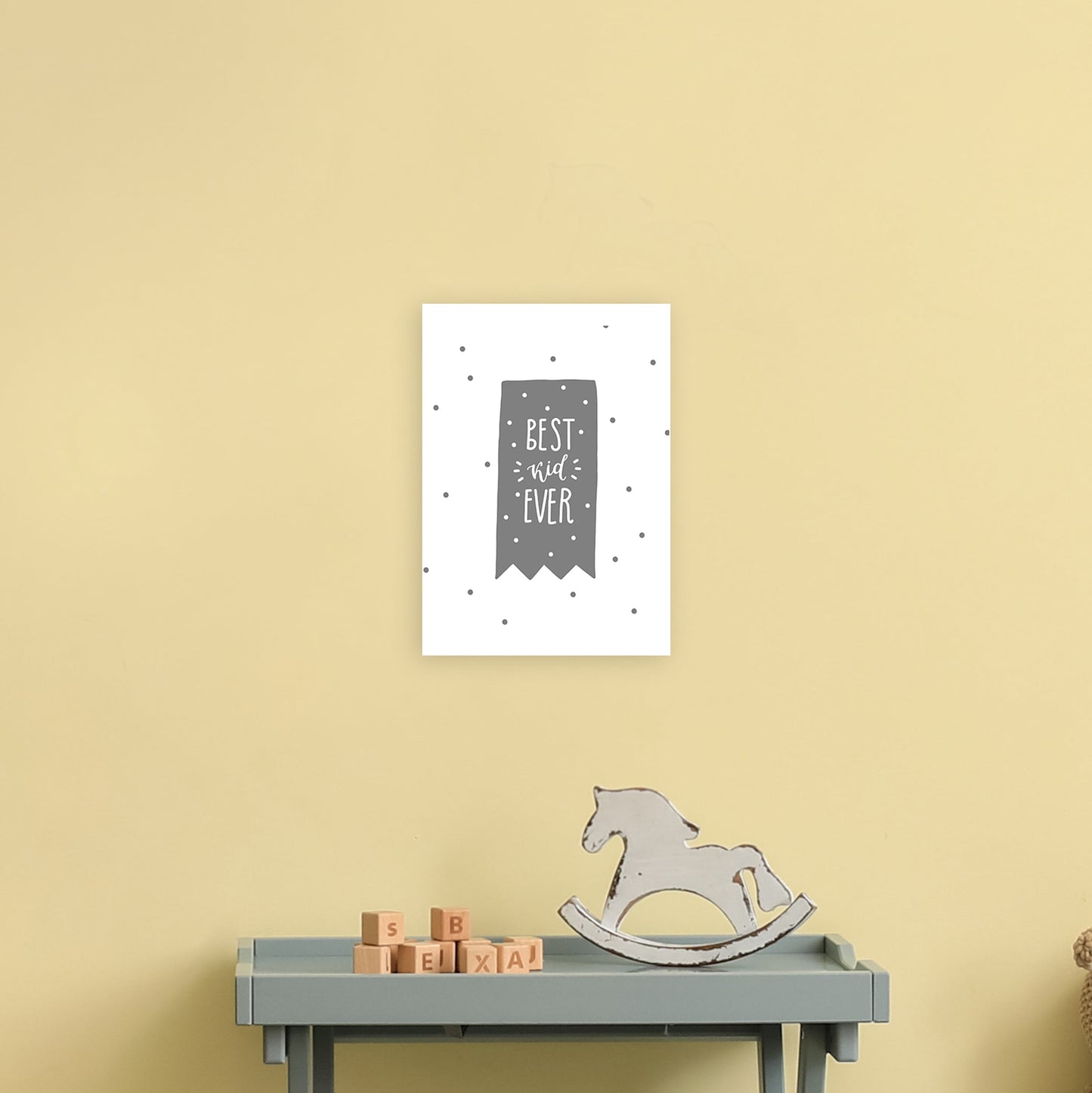 Avelena | Best Kid Ever Grau Super Scandi Kunstdruck von Pixy Paper