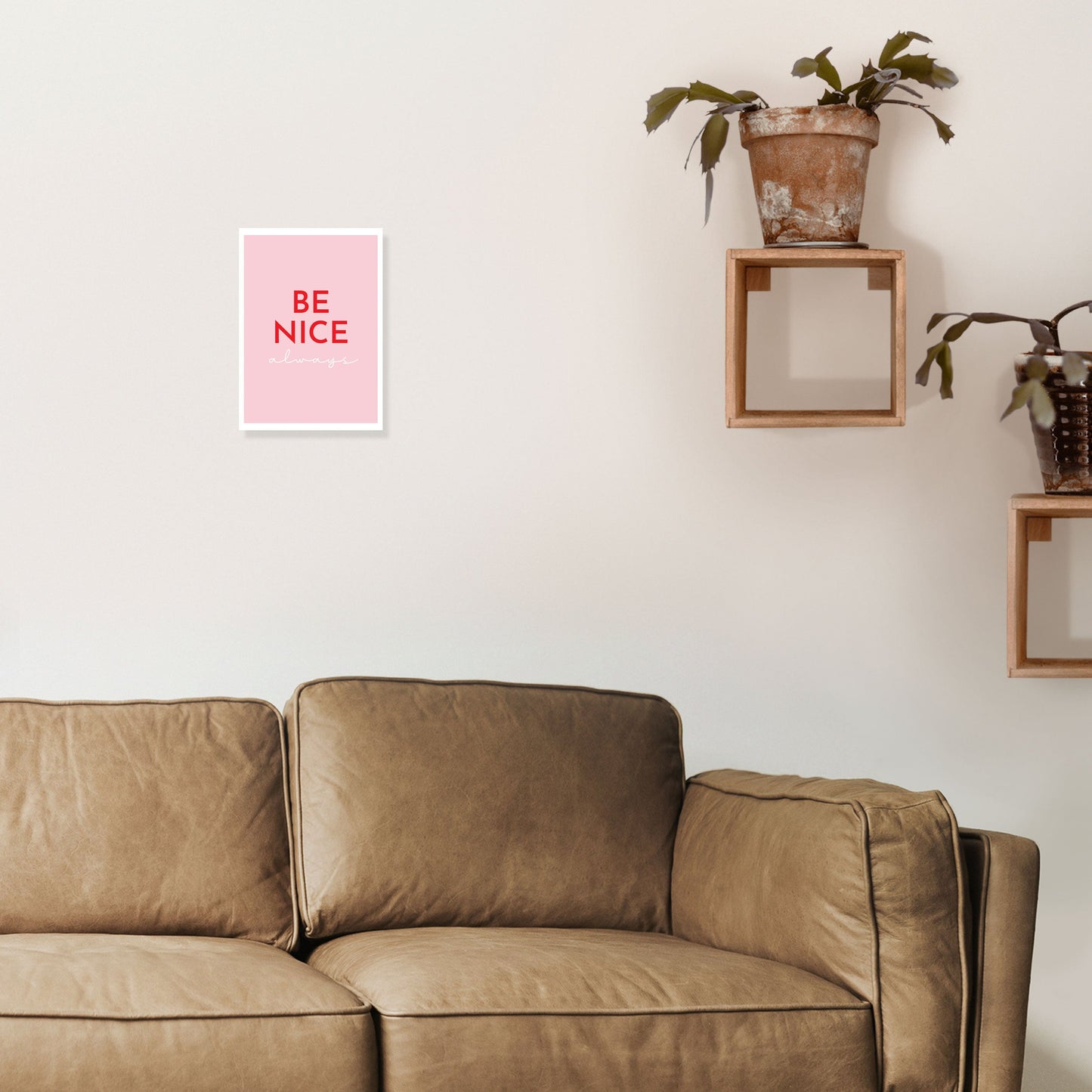 Avelena | Be Nice Pink Kunstdruck von Pixy Paper