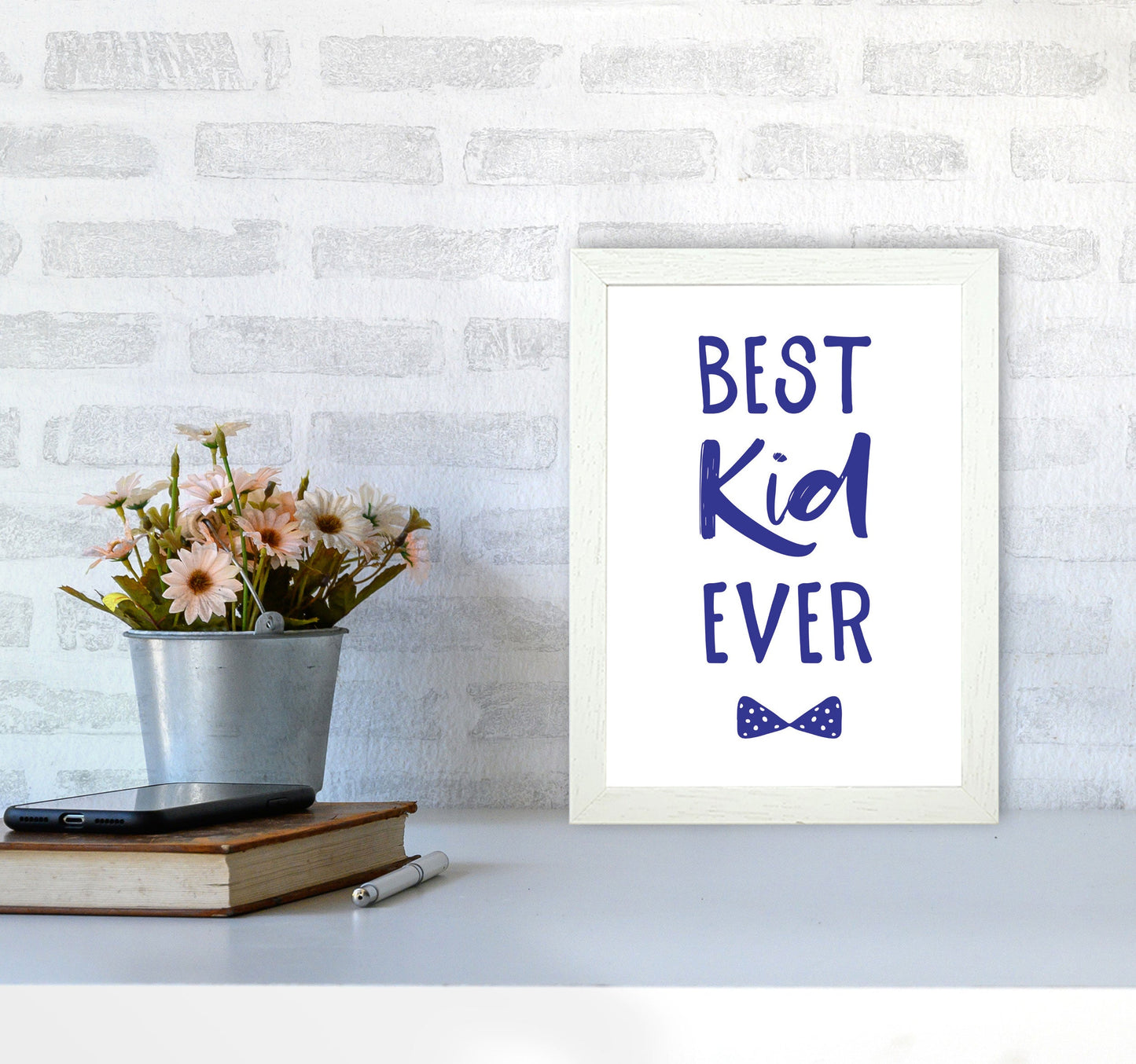 Avelena | Best Kid Ever Navy Rahmen Kinderzimmer Wandkunst Druck