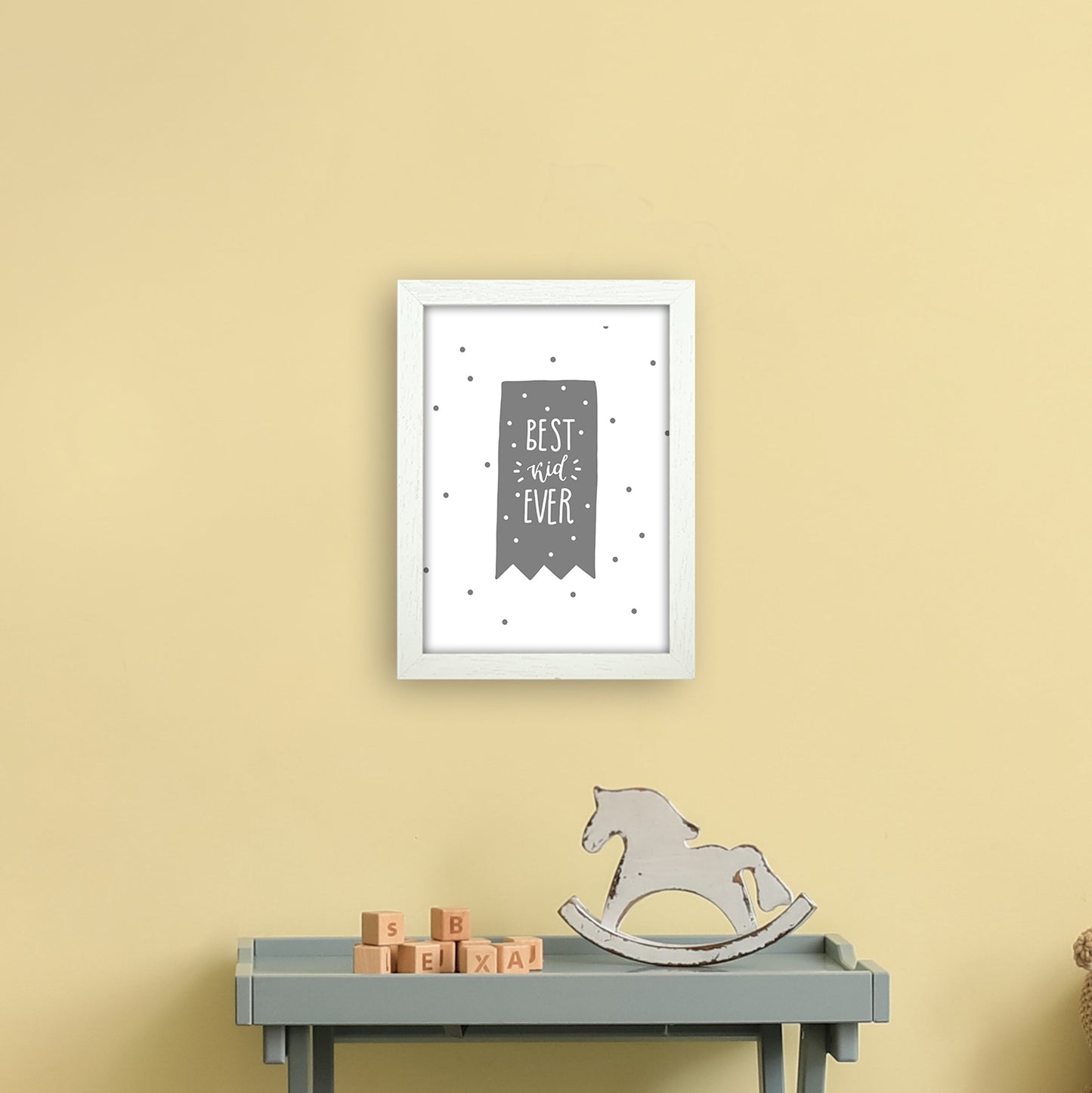 Avelena | Best Kid Ever Grau Super Scandi Kunstdruck von Pixy Paper