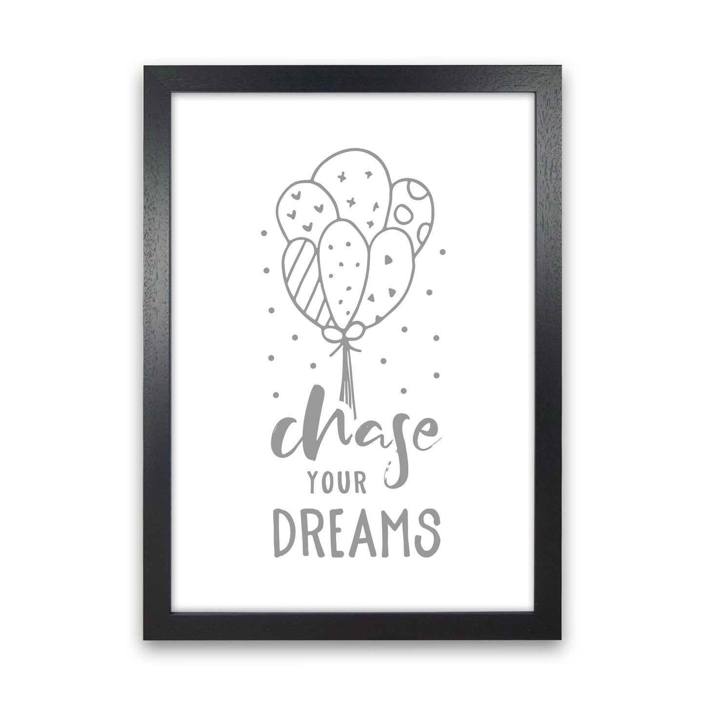 Avelena | Chase Your Dreams Grauer Rahmen Kinderzimmer Wandkunst Druck