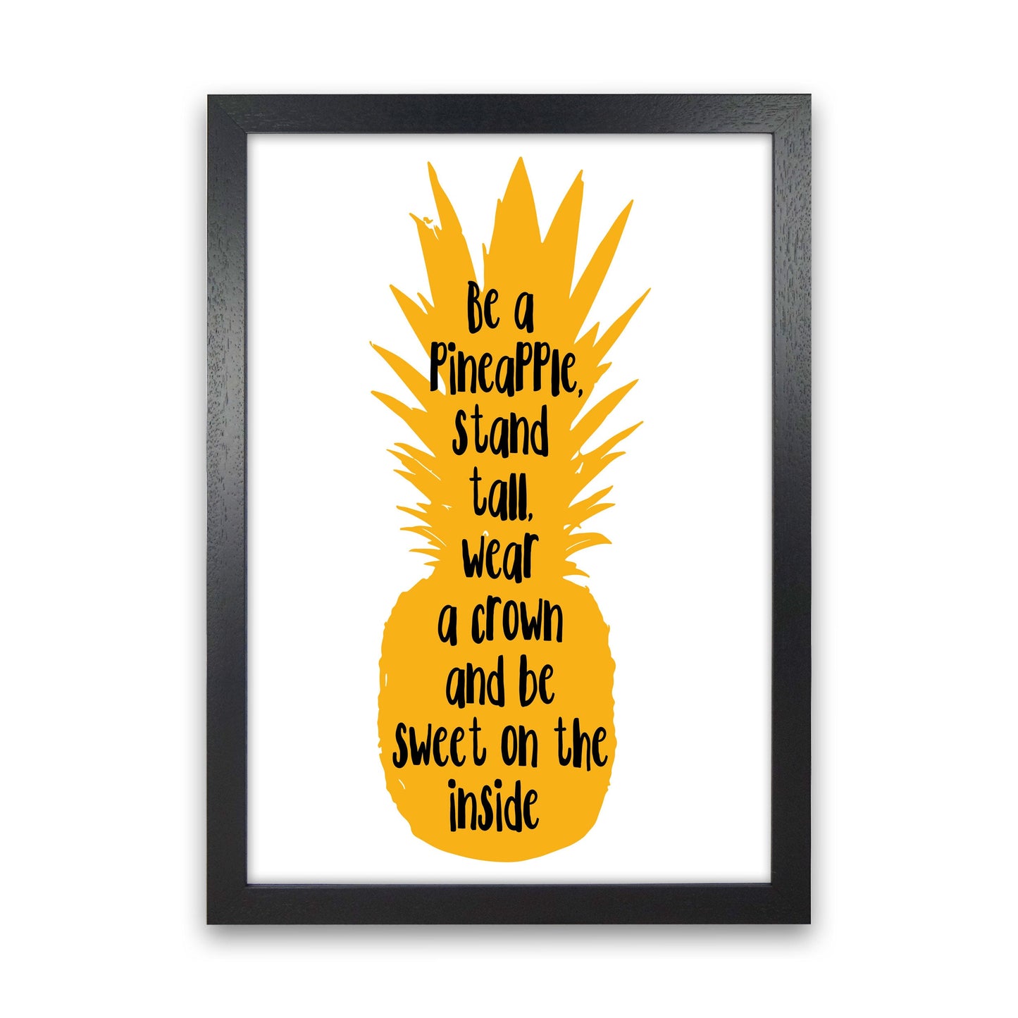 Avelena | Sei eine Ananas Gelber Rahmen Typografie Wandkunst Druck