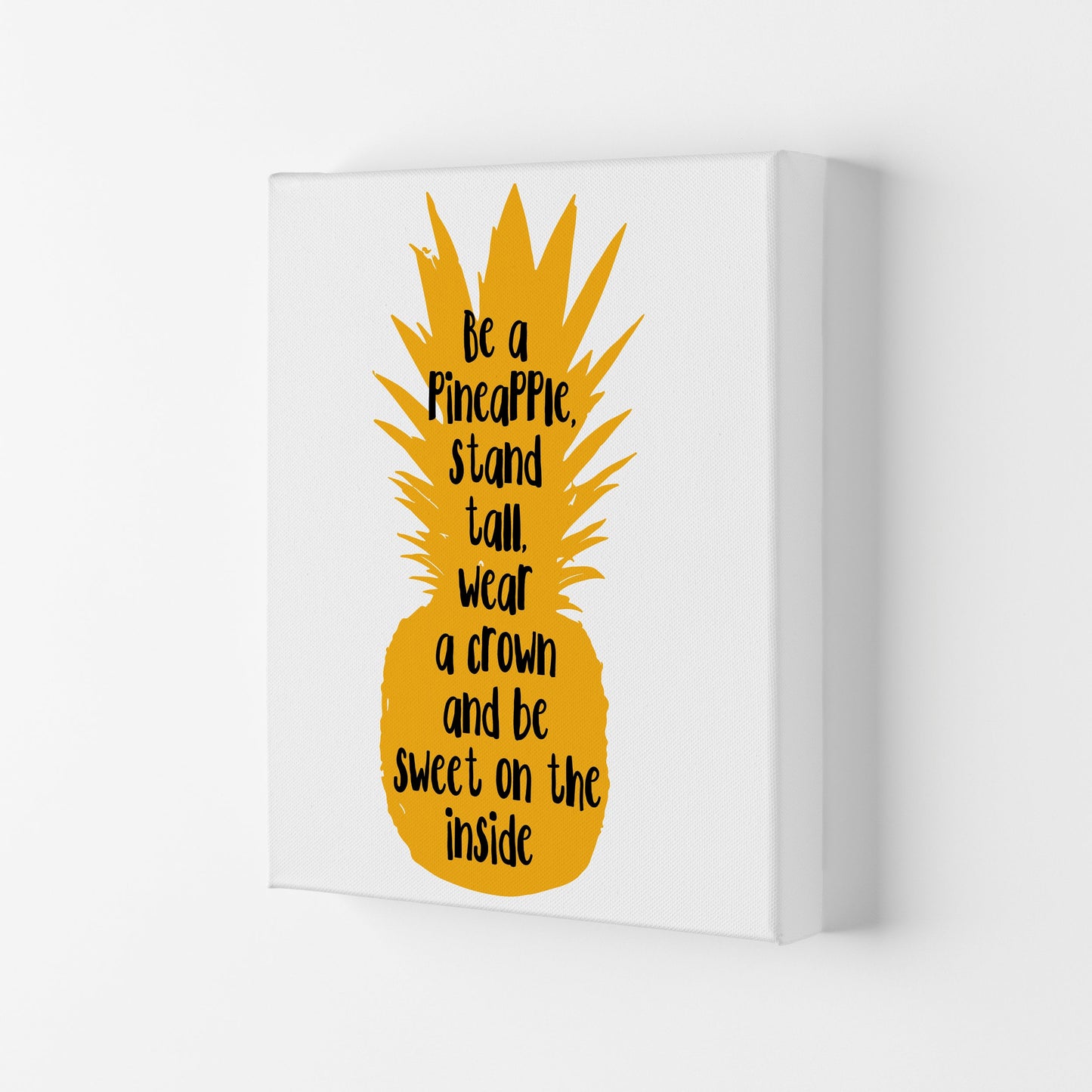 Avelena | Sei eine Ananas Gelber Rahmen Typografie Wandkunst Druck