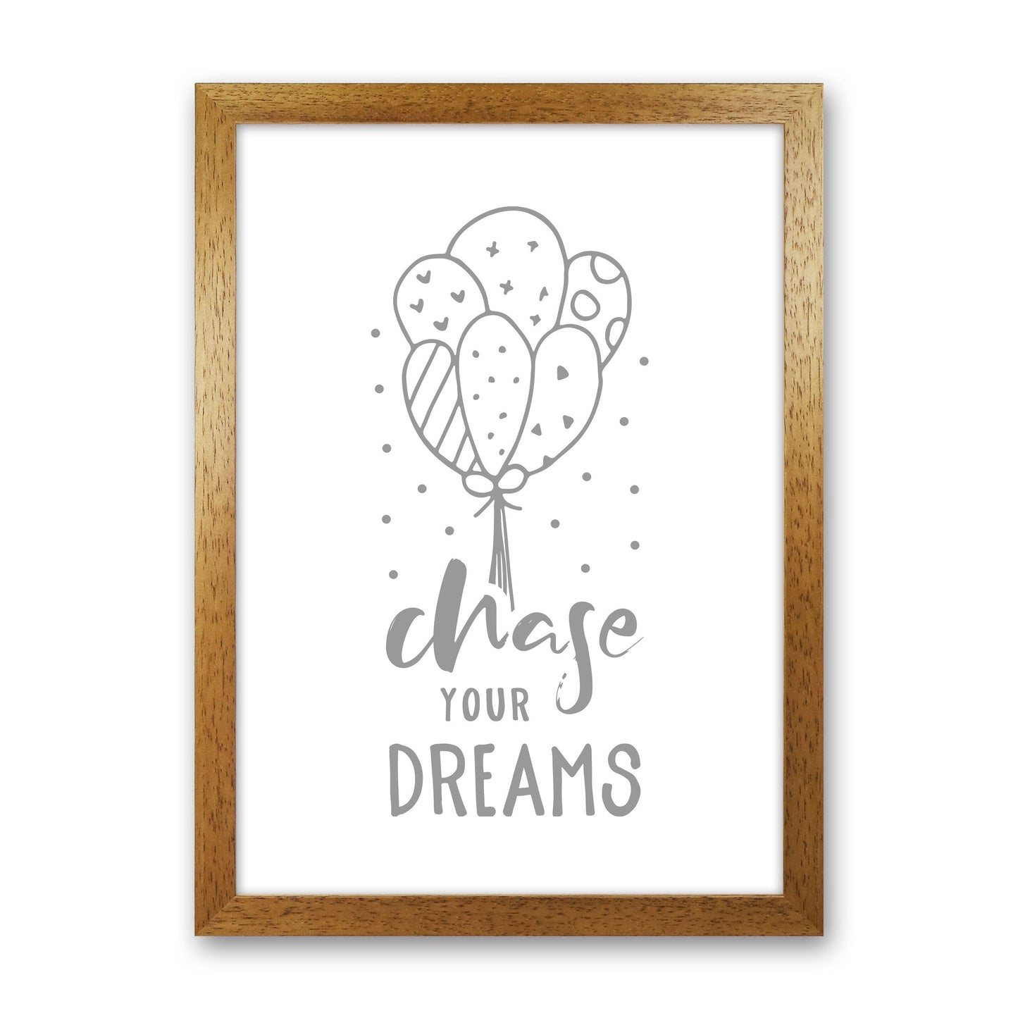 Avelena | Chase Your Dreams Grauer Rahmen Kinderzimmer Wandkunst Druck