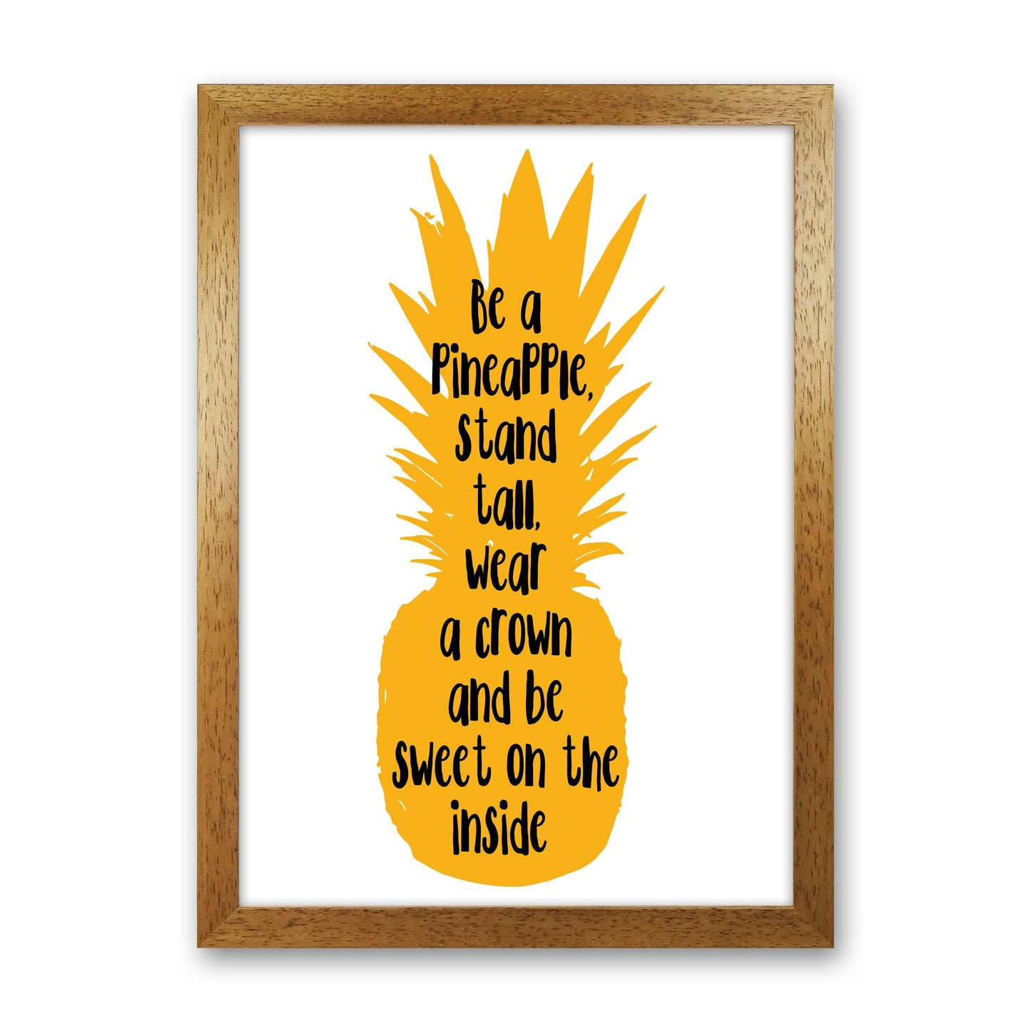 Avelena | Sei eine Ananas Gelber Rahmen Typografie Wandkunst Druck