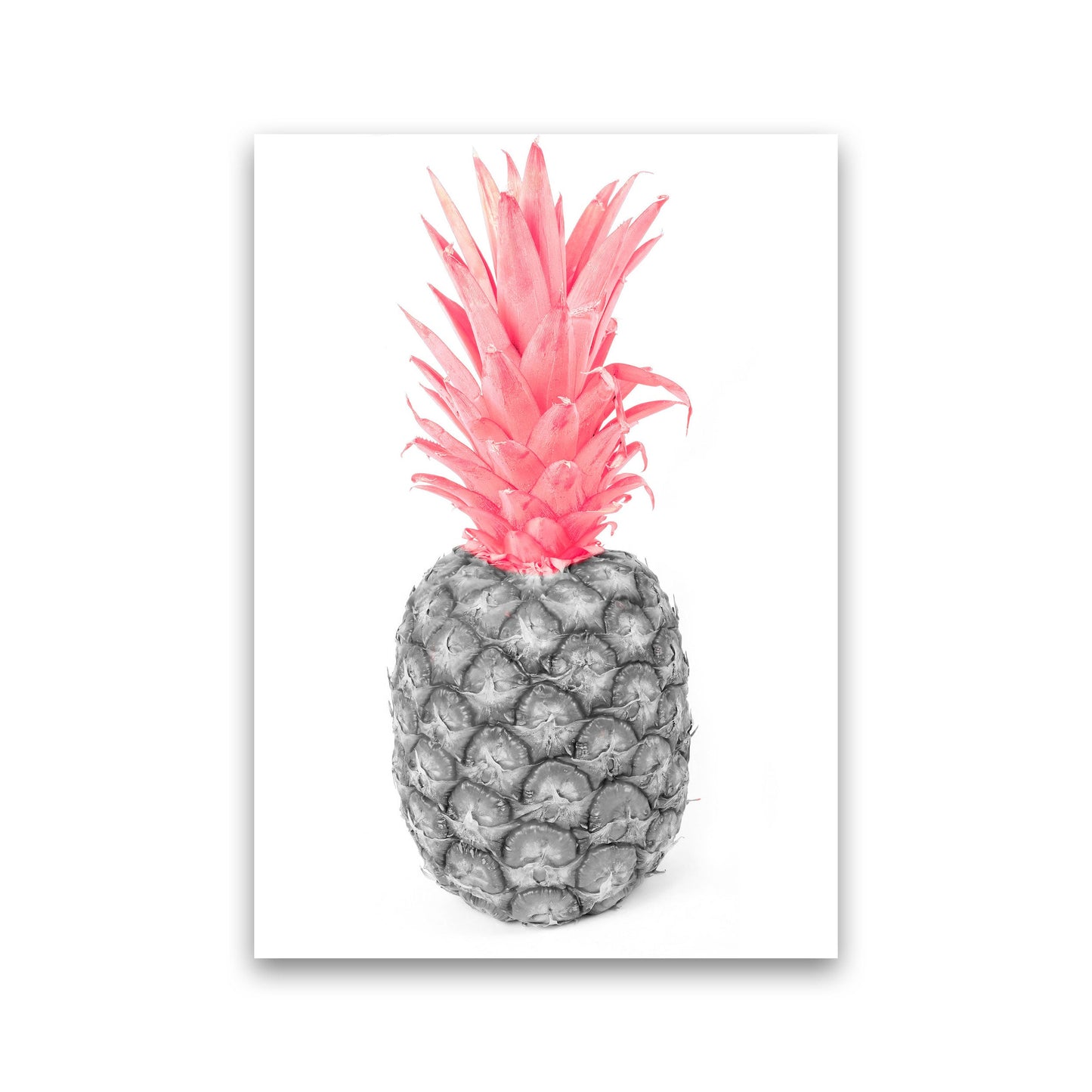 Avelena | Schwarz und rosa Ananas abstrakt modernes Druck, gerahmte Küchen Wandkunst