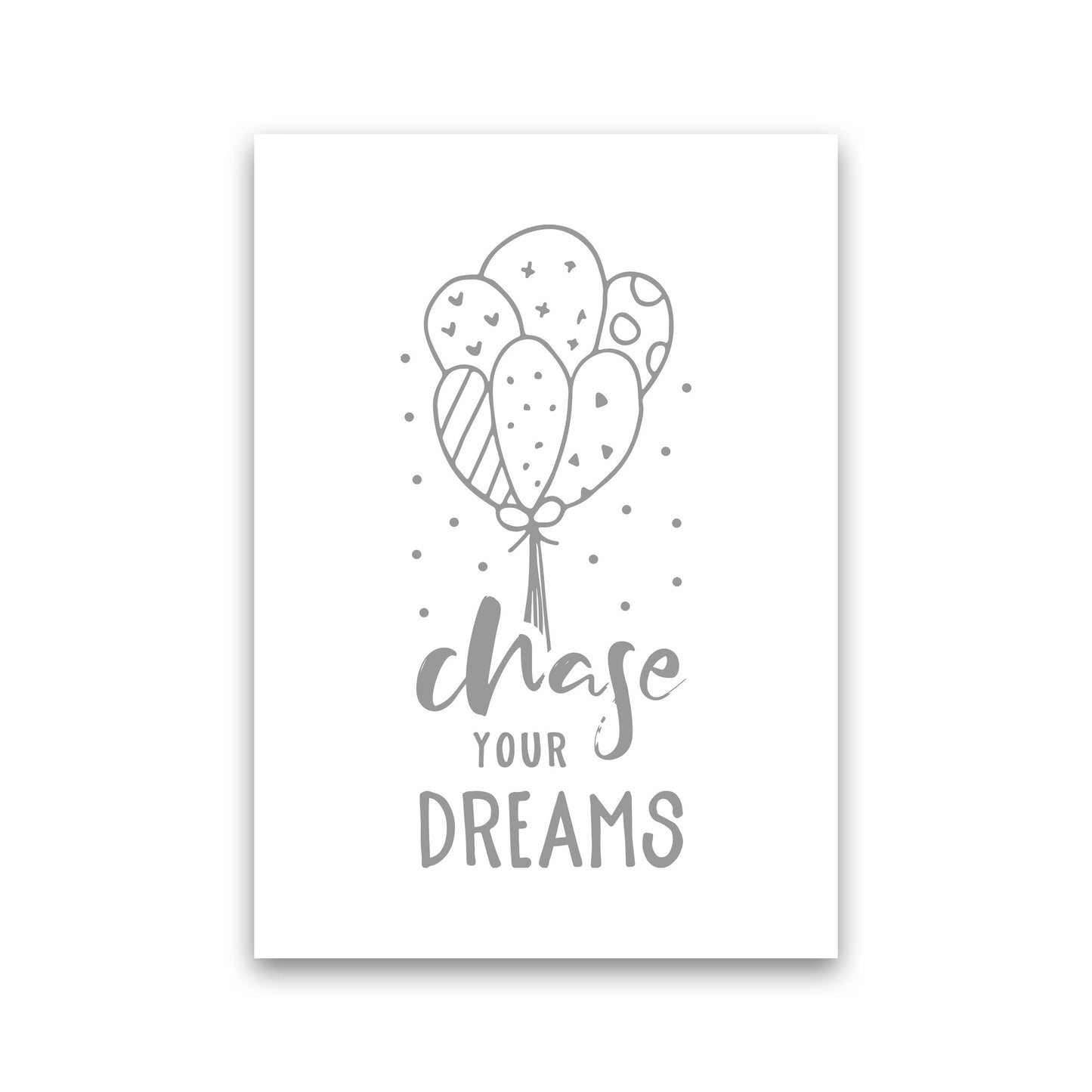 Avelena | Chase Your Dreams Grauer Rahmen Kinderzimmer Wandkunst Druck