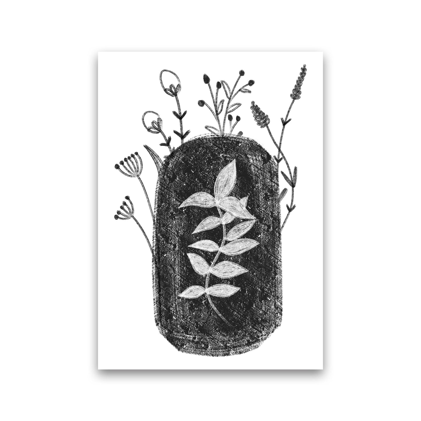 Avelena | Dalia Kreide Schwarz Floral Kunstdruck Von Pixy Paper