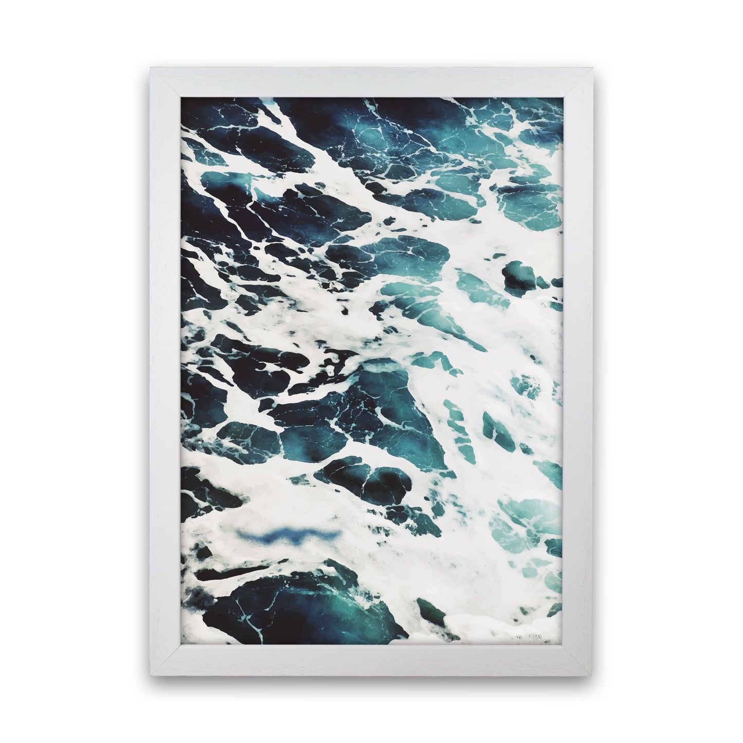 Avelena | Blau Weiß Wasser Moderne Druck, Rahmen Botanische & Natur Kunst Druck
