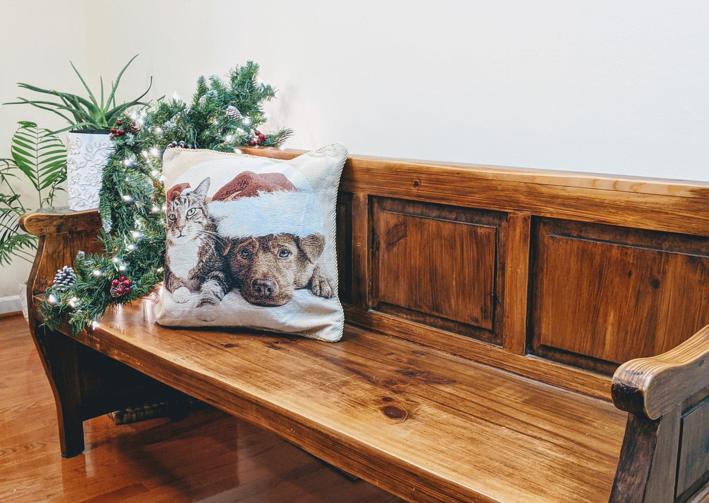 Avelena | Best Friend Pets Hund und Katze Weihnachten Wandteppich Gewebter Wurfkissenbezug