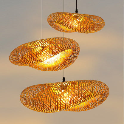 Avelena | Rattan Gewebtes Bambus -Pendellicht - Led - Licht