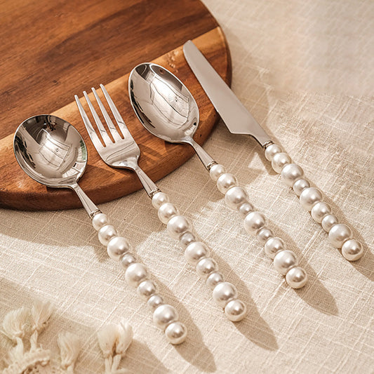 Avelena | Perlengriff Besteck 4 Teilig Set