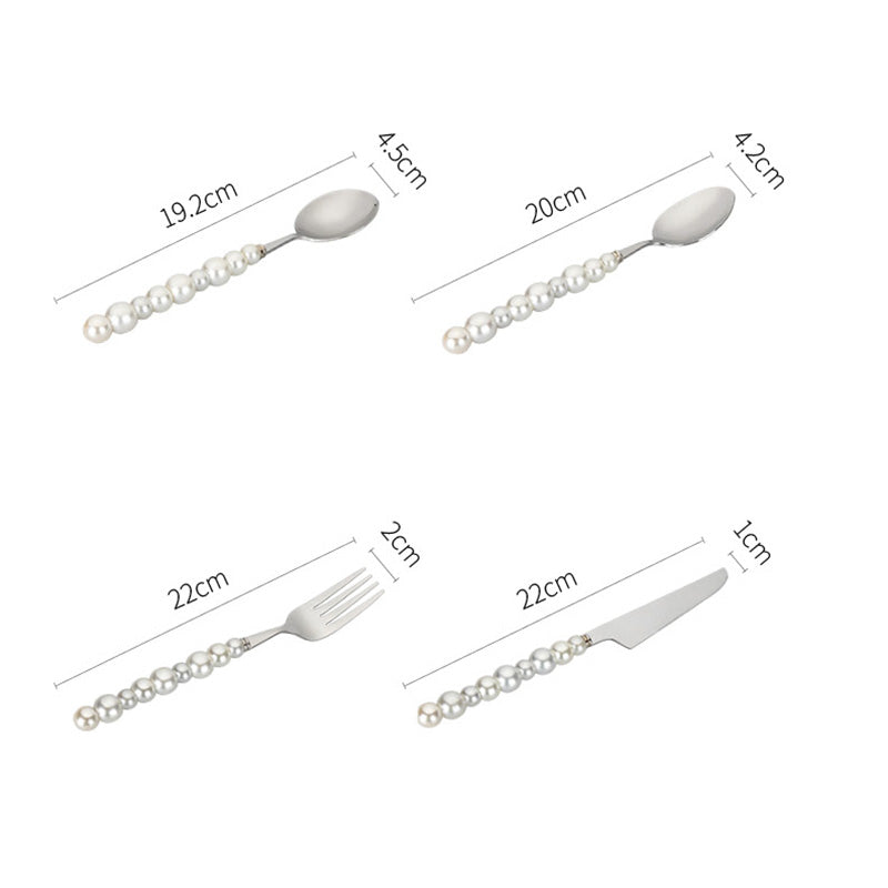 Avelena | Perlengriff Besteck 4 Teilig Set