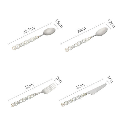 Avelena | Perlengriff Besteck 4 Teilig Set