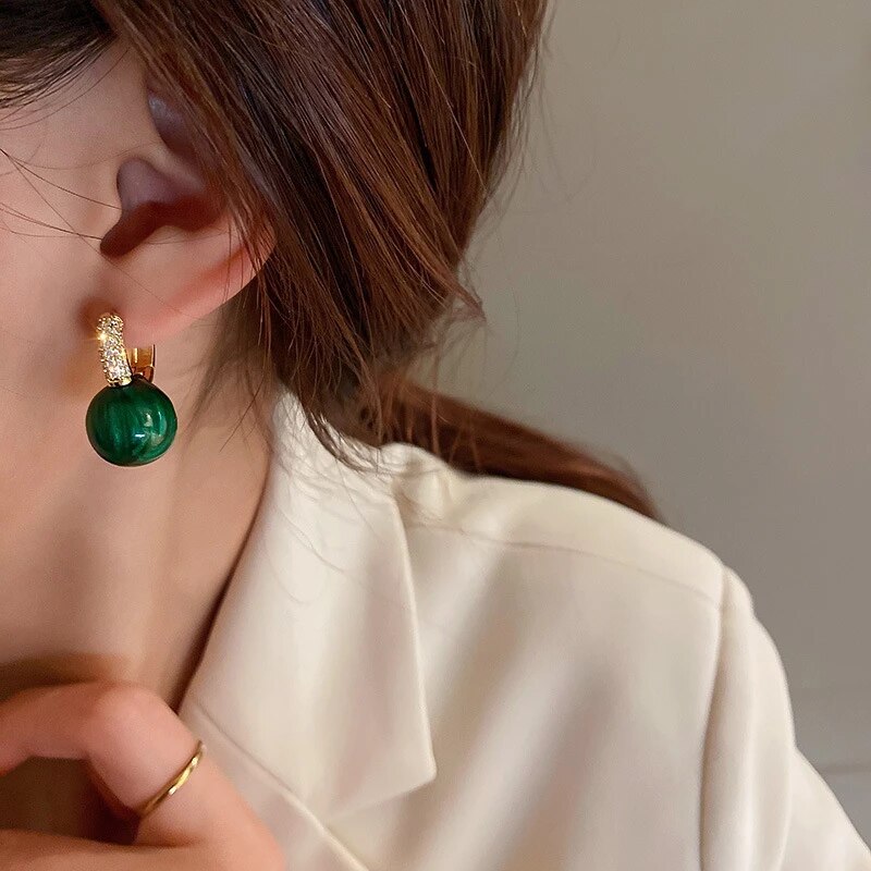 Avelena | Grüne Goldene Perlenohrringe Alina