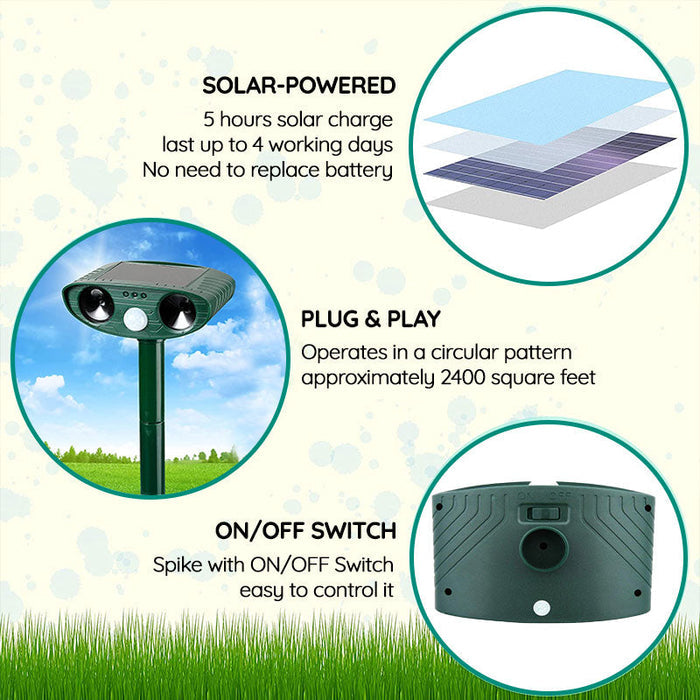 Avelena |  Waschbär Outdoor Ultrasonic Repeller - Solarbetriebener Ultrasonic Tier- und Schädlingabwehr - Befreien Sie sich innerhalb von 48 Stunden von Waschbären