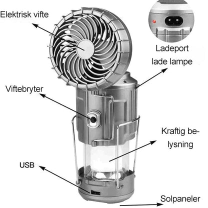 Avelena | Tragbare LED Campinglampe mit Ventilator