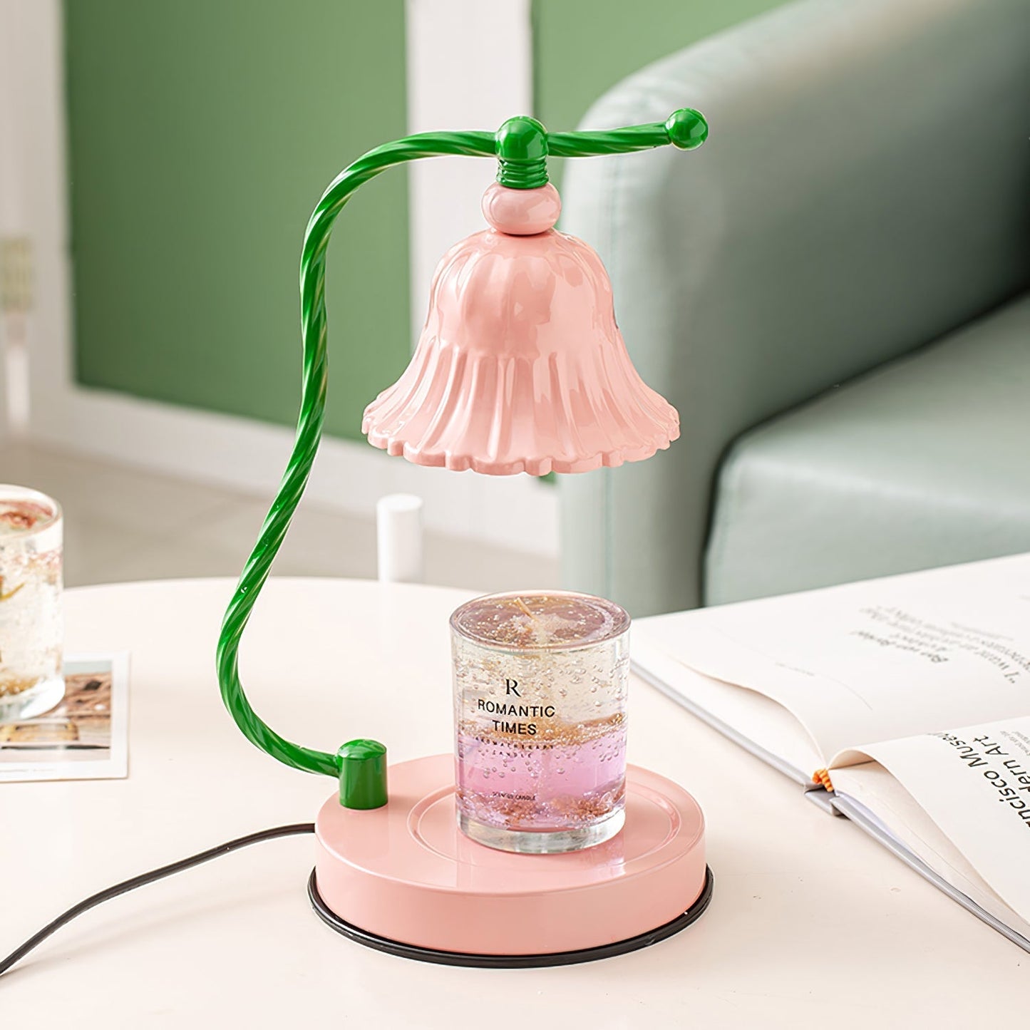 Avelena | BloomAura – Charmante rosa Glas-Tischlampe