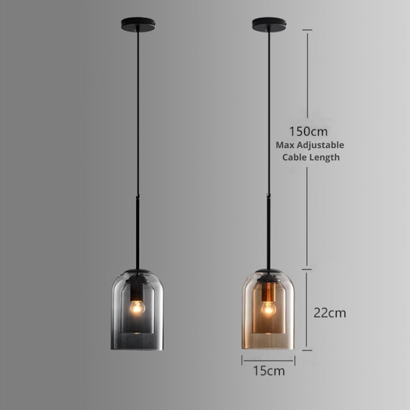 Avelena | Mid-Century Pendelleuchte mit Doppeltem Glas