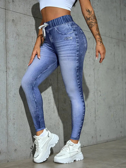 Denim full print modische stretchy skinny jeans