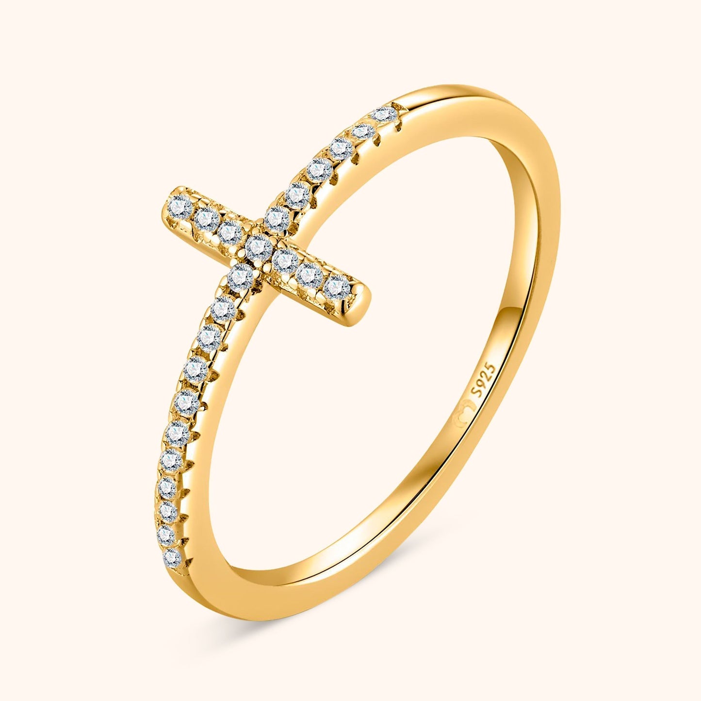Avelena | Stilvolle Ring mit Zirkonia Kreuz Glauben