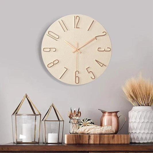 Avelena | Rahmenlose Wanduhr aus Holz – Nordische Minimalistische Stille Uhr für Modernes Wohndekor