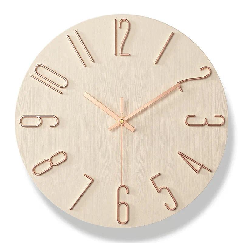 Avelena | Rahmenlose Wanduhr aus Holz – Nordische Minimalistische Stille Uhr für Modernes Wohndekor